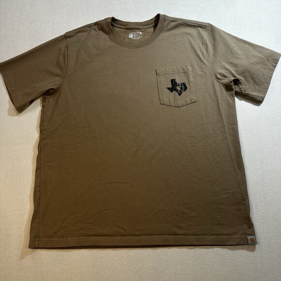 Carhartt Pocket T-Shirt Texas Logo Relaxed Fit Men's Size XXL-brown Color - Picture 2 of 8